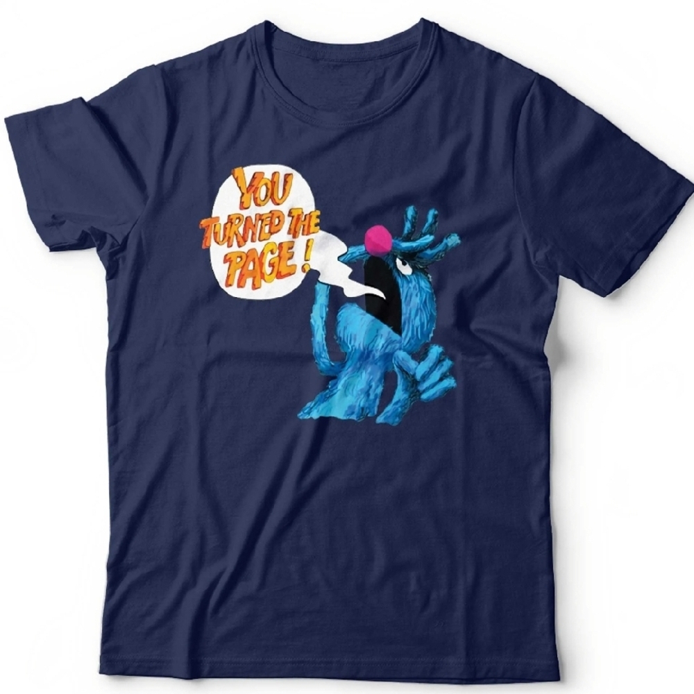 SZ XL Mens Sesame Street Blue T-Shirt GROVER You Turned The Page 100% Cotton
